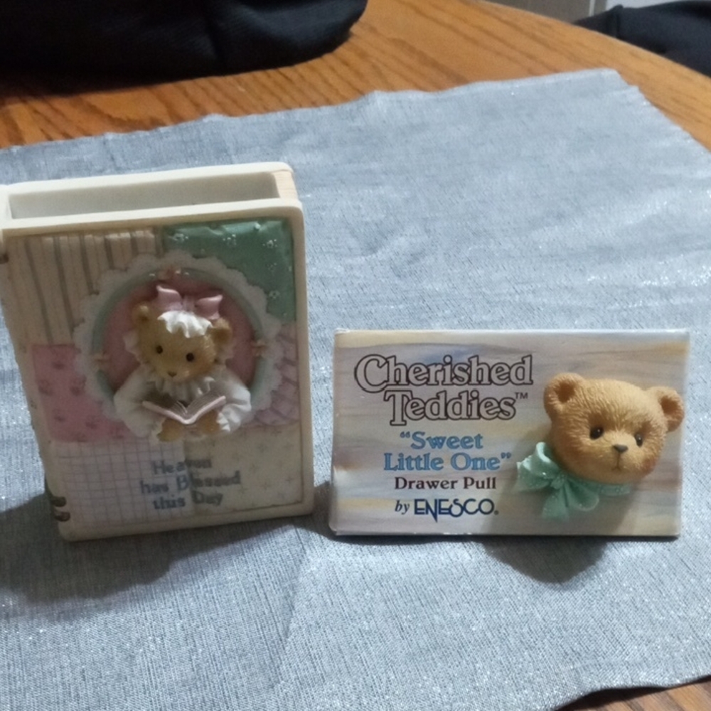 Enesco Cherished Teddies Drawer Pull and Bible  Holder 1996/97